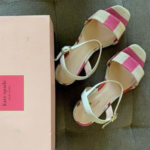 Kate Spade sandals pink white NWB cork